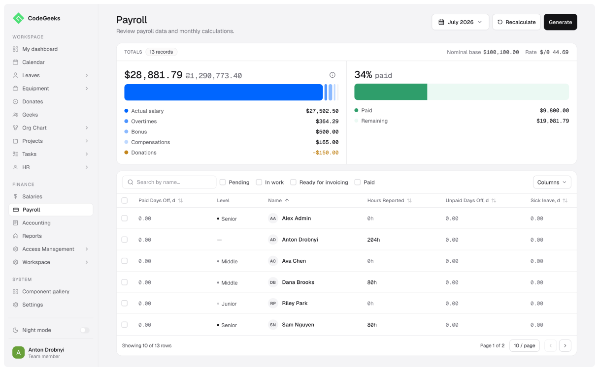 hr system case screen